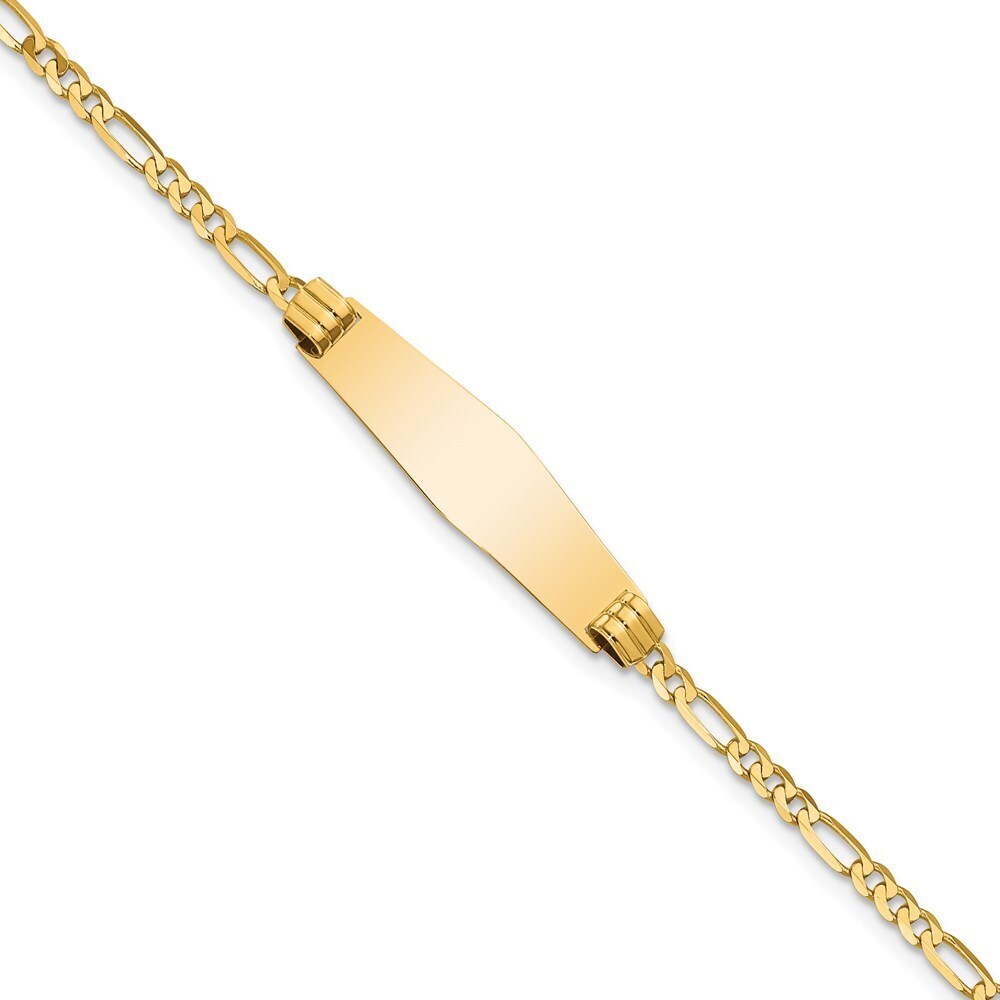 14k Yellow Gold Soft Diamond Shape Figaro ID Bracelet